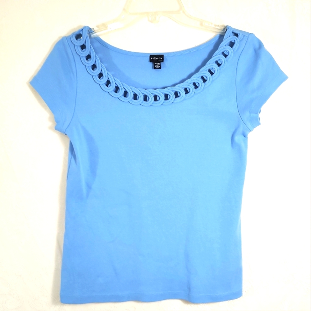 Rafaella blue cut out neckline blouse   women's SP  #492